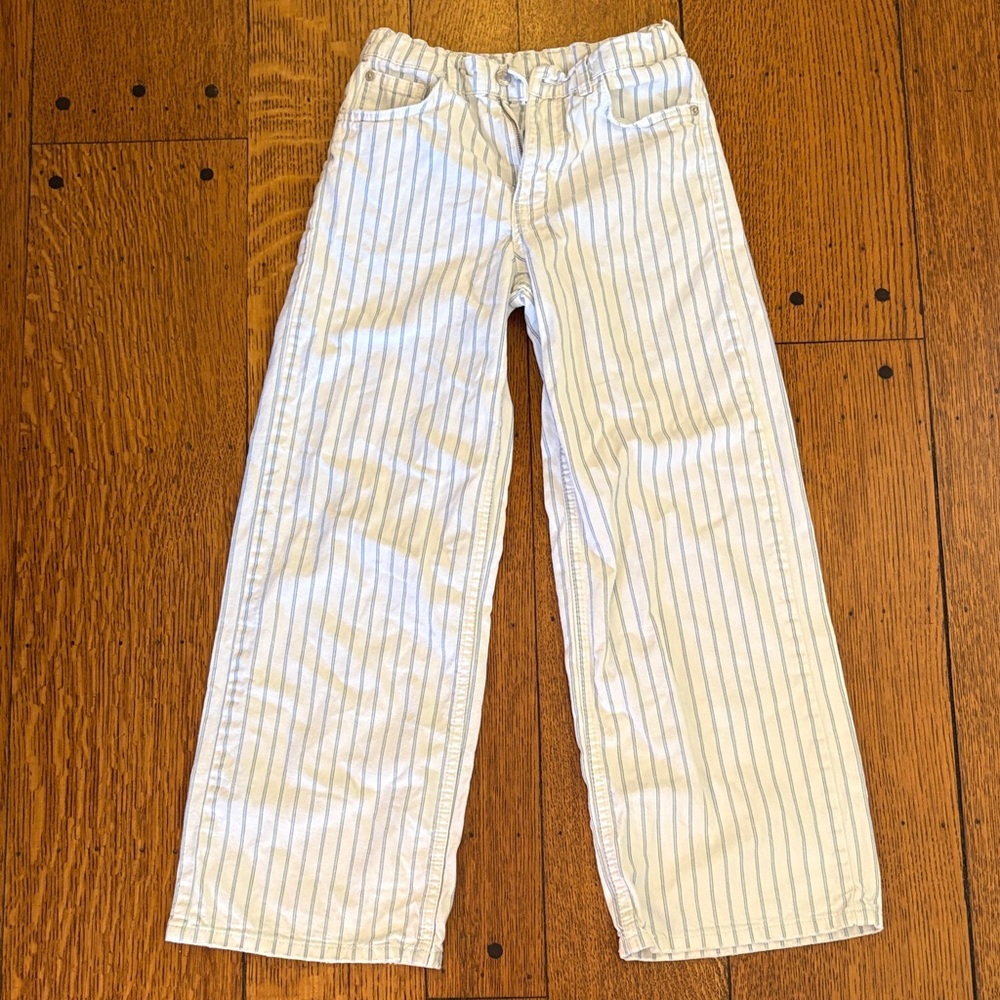 Zara White and Blue Striped Kids Jeans